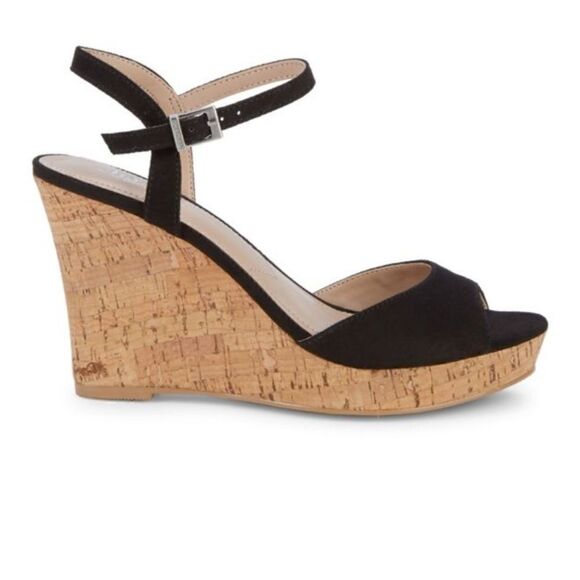 New CHARLES BY CHARLES DAVID Lambert Microsuede Cork Wedge Sandals Size 11 - Picture 1 of 9